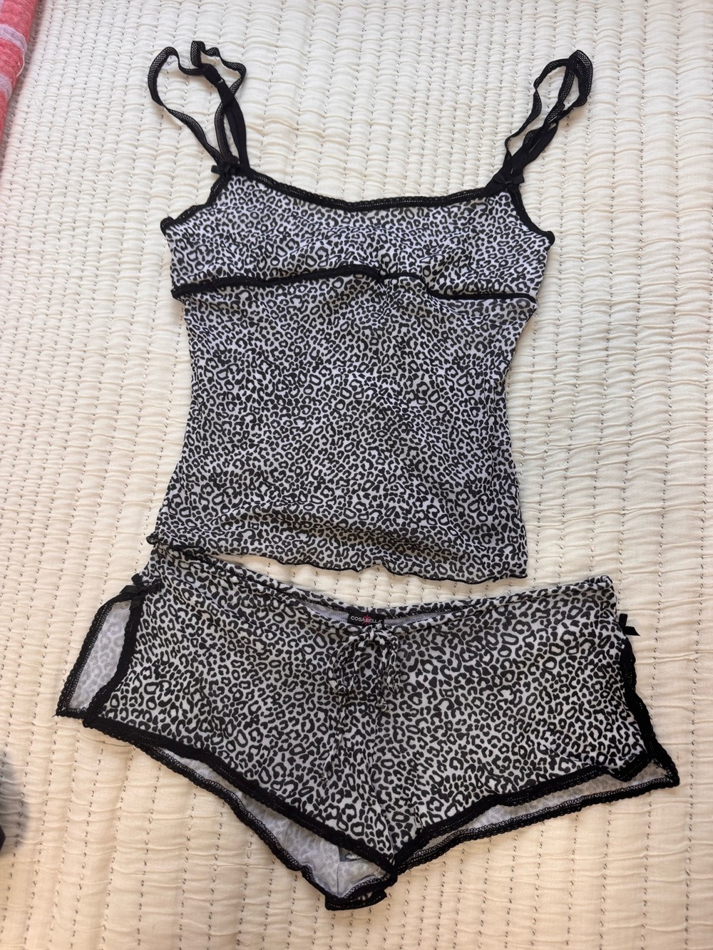 Cosabella Black & White Leopard-Print Cami and Short Sleep Set